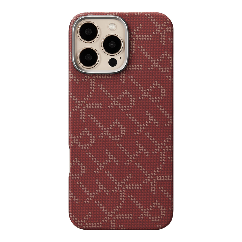 iPhone 16 Pro Kılıf M-safe Şarj Özellikli Aramid Fiber Pitaka Tactile Woven Monogram Serisi Kapak