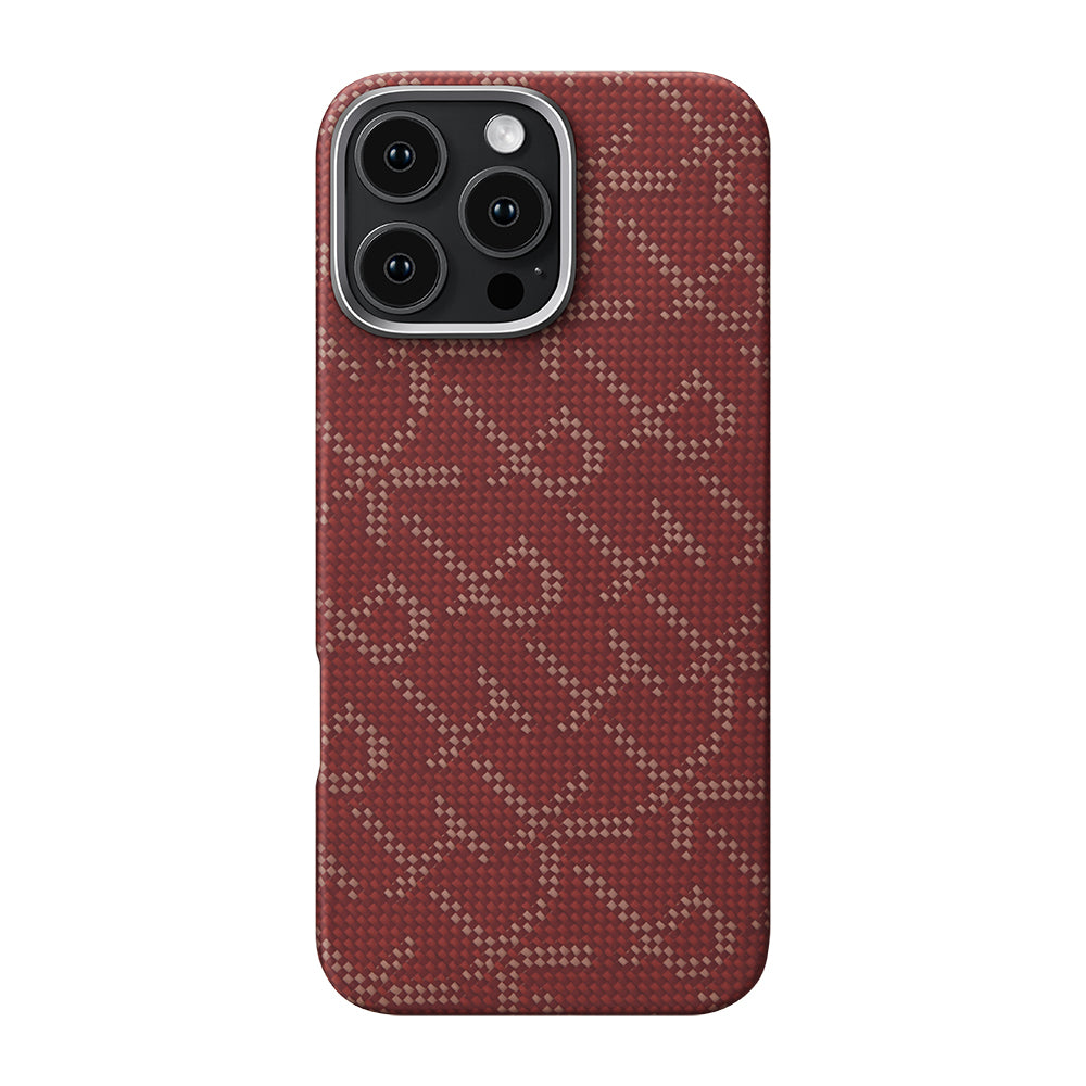 iPhone 16 Pro Kılıf M-safe Şarj Özellikli Aramid Fiber Pitaka Tactile Woven Monogram Serisi Kapak