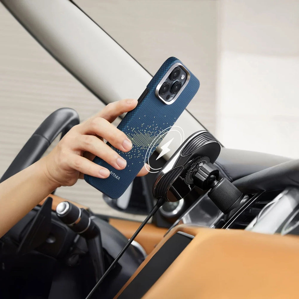 iPhone 16 Pro Kılıf M-safe Şarj Özellikli Aramid Fiber Pitaka Tactile Woven Starpeak Serisi Milky Way Galaxy Kapak