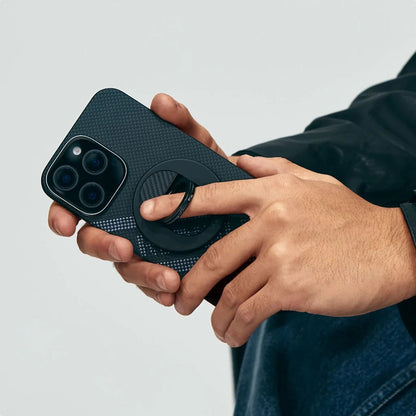 iPhone 16 Pro Kılıf M-safe Şarj Özellikli Aramid Fiber Re-TROS Tasarımlı Pitaka Tactile Woven Rebuilding Serisi Kapak