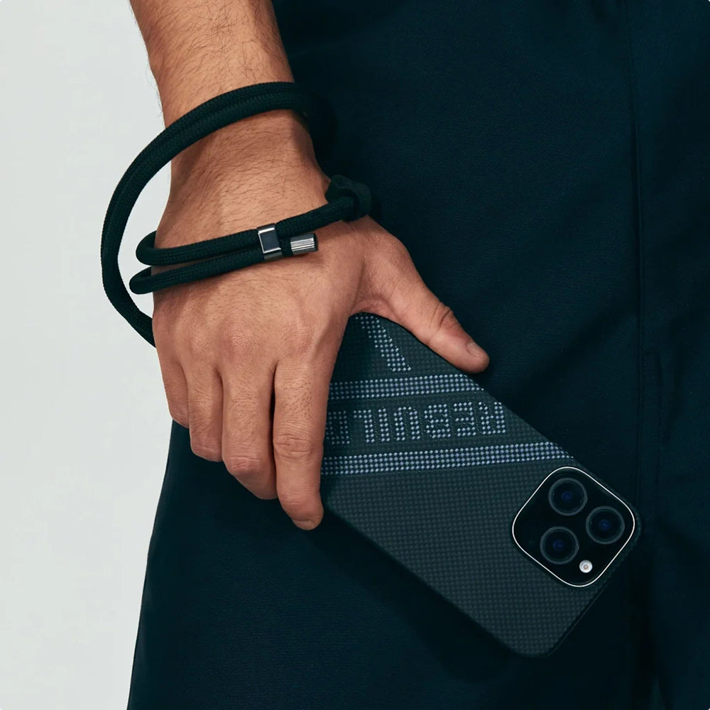 iPhone 16 Pro Kılıf M-safe Şarj Özellikli Aramid Fiber Re-TROS Tasarımlı Pitaka Tactile Woven Rebuilding Serisi Kapak