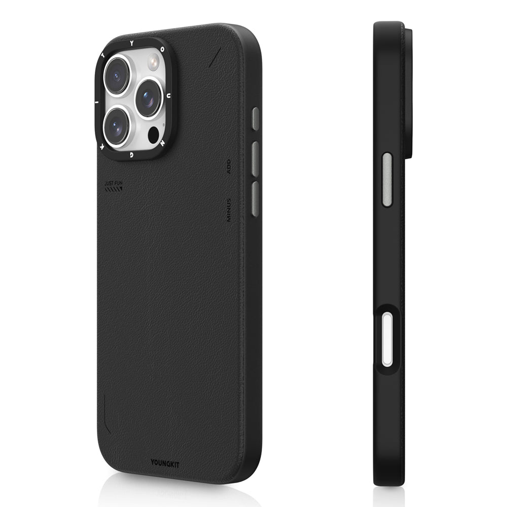 iPhone 16 Pro Kılıf M-safe Şarj Özellikli Basit Mat Deri Desenli Youngkit Tech Fashion Serisi Kapak
