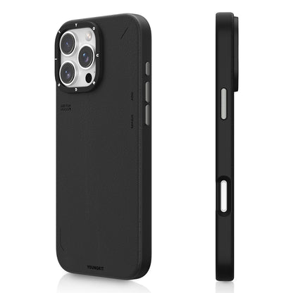 iPhone 16 Pro Kılıf M-safe Şarj Özellikli Basit Mat Deri Desenli Youngkit Tech Fashion Serisi Kapak