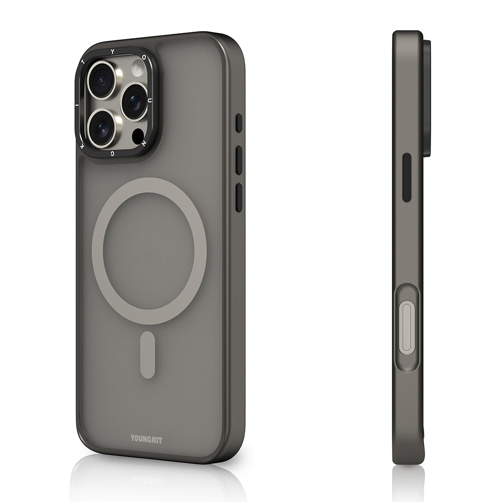 iPhone 16 Pro Kılıf M-safe Şarj Özellikli Cam Arka Yüzey TPU Youngkit Gemstone Serisi Kapak