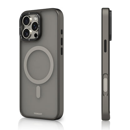iPhone 16 Pro Kılıf M-safe Şarj Özellikli Cam Arka Yüzey TPU Youngkit Gemstone Serisi Kapak