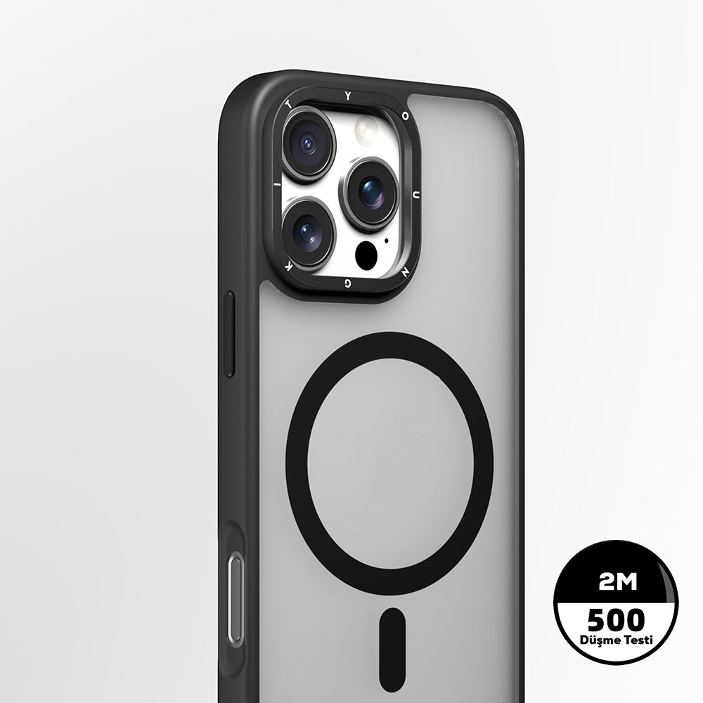iPhone 16 Pro Kılıf M-safe Şarj Özellikli Cam Arka Yüzey TPU Youngkit Gemstone Serisi Kapak