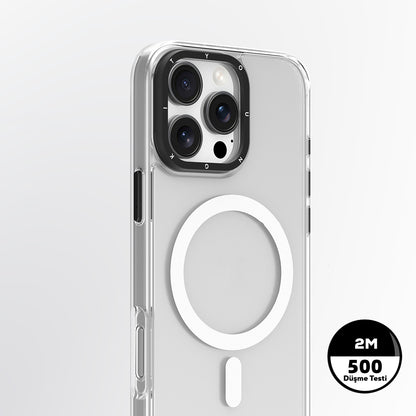 iPhone 16 Pro Kılıf M-safe Şarj Özellikli Cam Arka Yüzey TPU Youngkit Gemstone Serisi Kapak