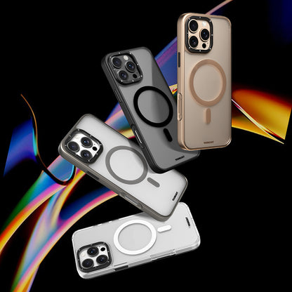 iPhone 16 Pro Kılıf M-safe Şarj Özellikli Cam Arka Yüzey TPU Youngkit Gemstone Serisi Kapak