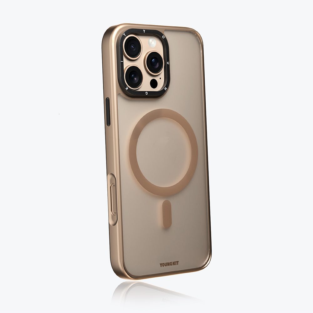 iPhone 16 Pro Kılıf M-safe Şarj Özellikli Cam Arka Yüzey TPU Youngkit Gemstone Serisi Kapak