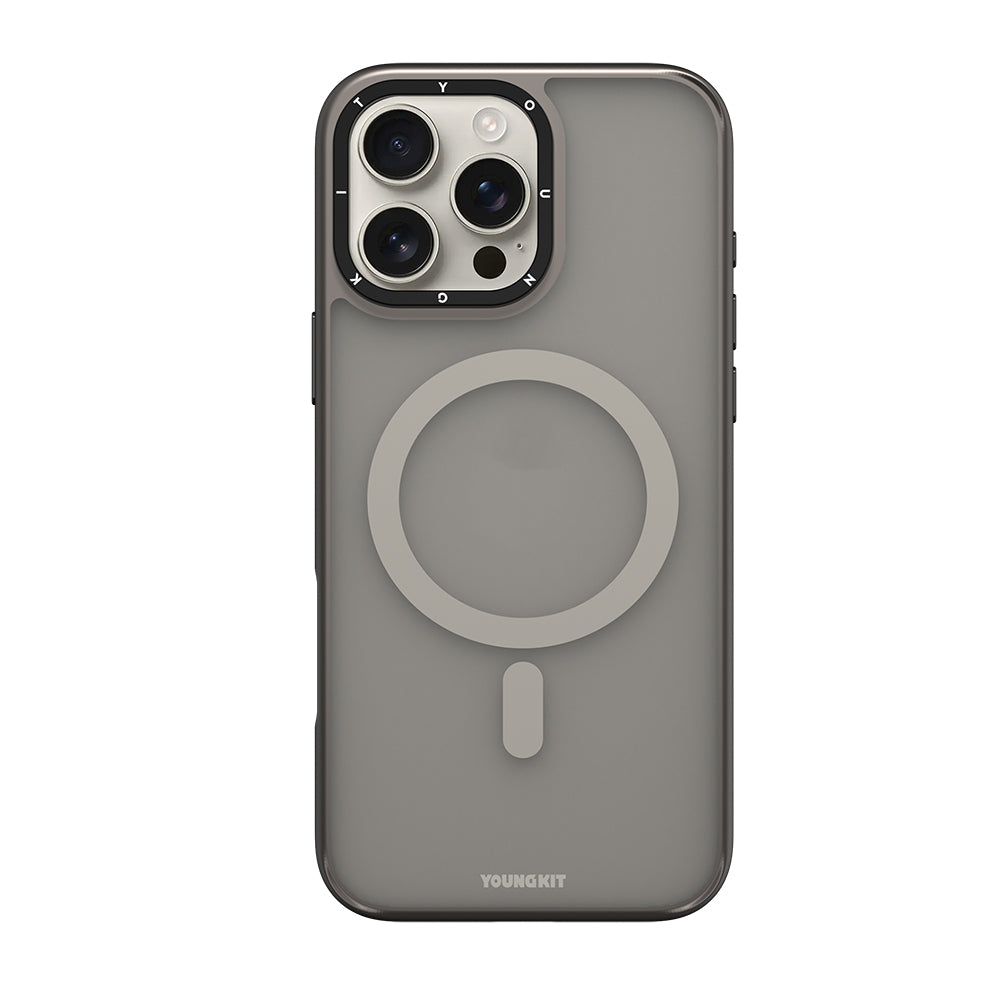 iPhone 16 Pro Kılıf M-safe Şarj Özellikli Cam Arka Yüzey TPU Youngkit Gemstone Serisi Kapak