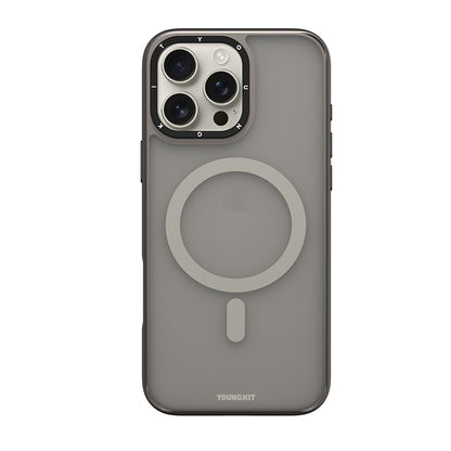 iPhone 16 Pro Kılıf M-safe Şarj Özellikli Cam Arka Yüzey TPU Youngkit Gemstone Serisi Kapak