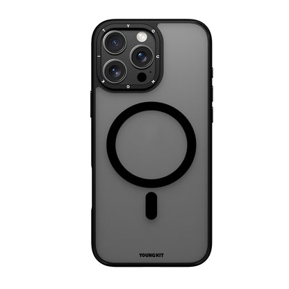 iPhone 16 Pro Kılıf M-safe Şarj Özellikli Cam Arka Yüzey TPU Youngkit Gemstone Serisi Kapak