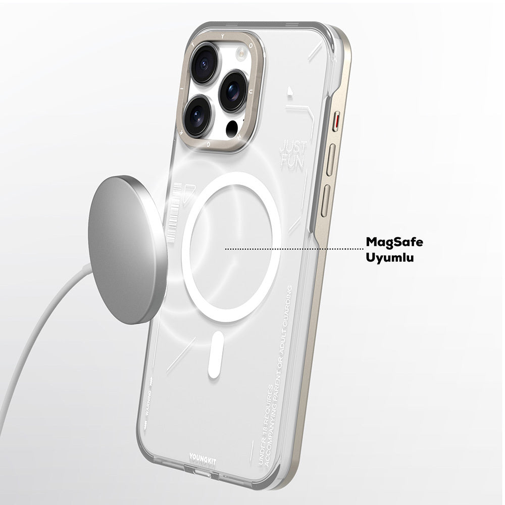 iPhone 16 Pro Kılıf M-safe Şarj Özellikli Çıkarılabilir Arka Yüzeyli Youngkit Mecha Kapak