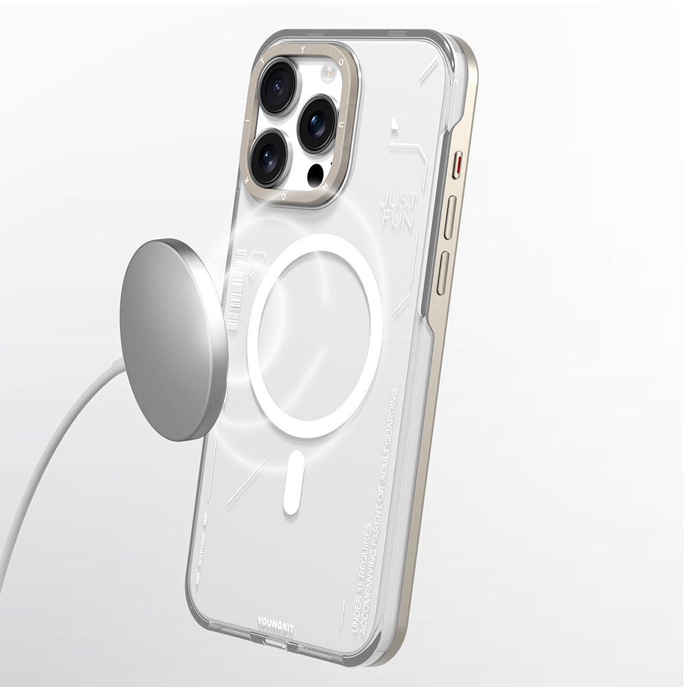 iPhone 16 Pro Kılıf M-safe Şarj Özellikli Çıkarılabilir Arka Yüzeyli Youngkit Mecha Kapak