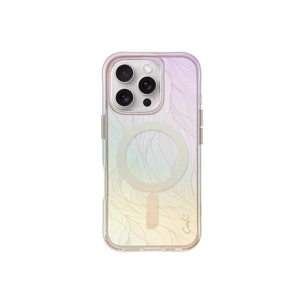 iPhone 16 Pro Kılıf M-safe Şarj Özellikli Holografik Şeffaf Arka Yüzey Coehl Willow Kapak