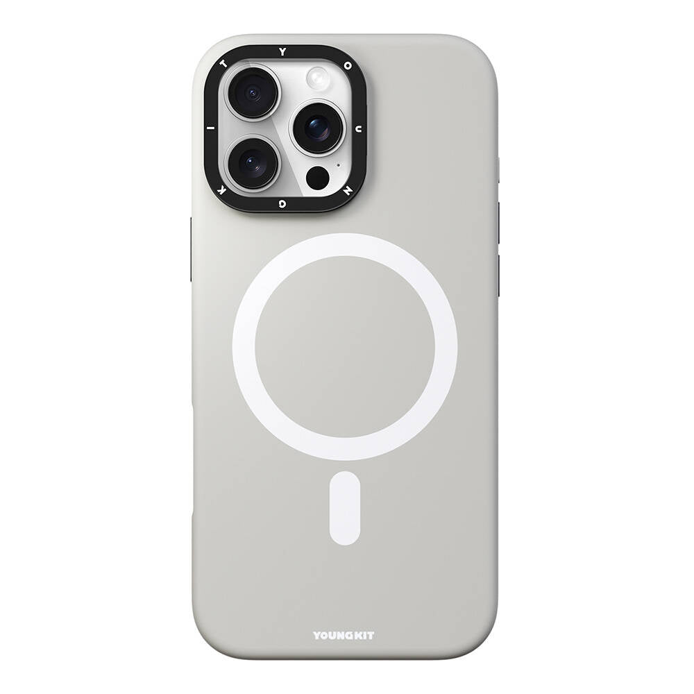 iPhone 16 Pro Kılıf M-safe Şarj Özellikli Kamera Standlı Youngkit Bitty Cream Kapak