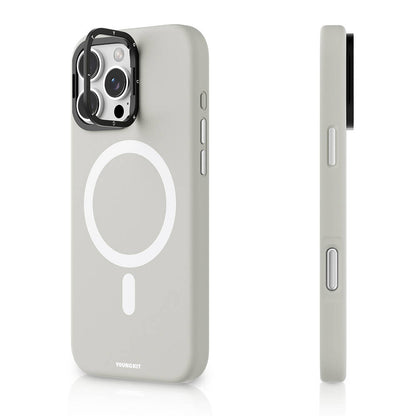iPhone 16 Pro Kılıf M-safe Şarj Özellikli Kamera Standlı Youngkit Bitty Cream Kapak