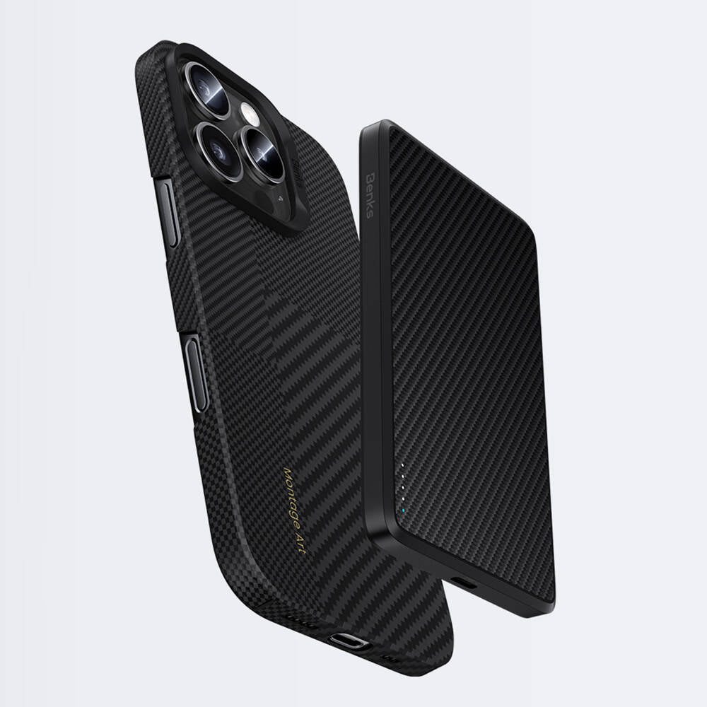 iPhone 16 Pro Kılıf M-safe Şarj Özellikli Karbon Fiber Benks Montage ArmorAir Kevlar Kapak