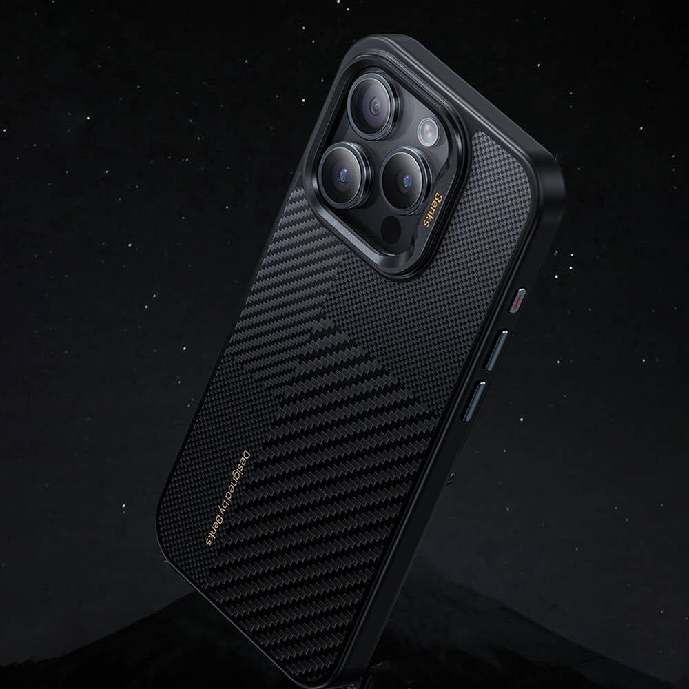 iPhone 16 Pro Kılıf M-safe Şarj Özellikli Karbon Fiber Benks Montage Hybrid ArmorPro Kevlar Kapak