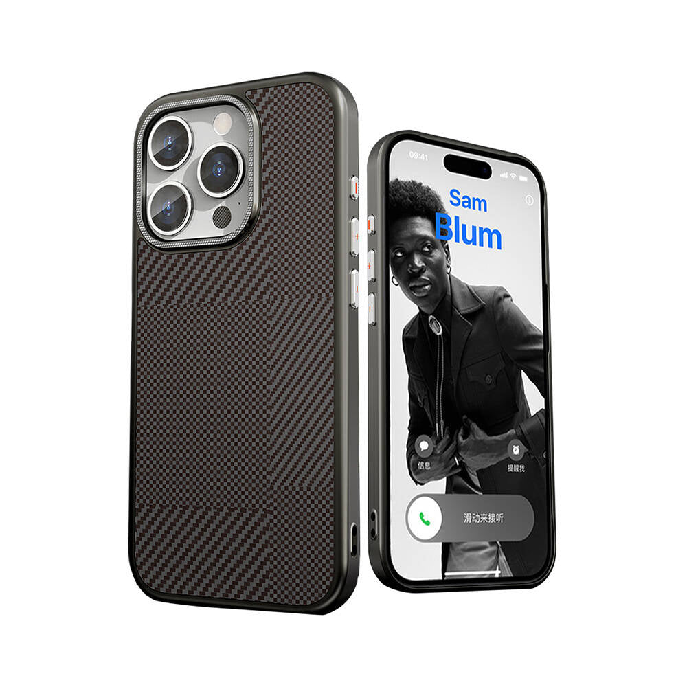 iPhone 16 Pro Kılıf M-safe Şarj Özellikli Karbon Fiber Desenli Mutural Montage Kapak