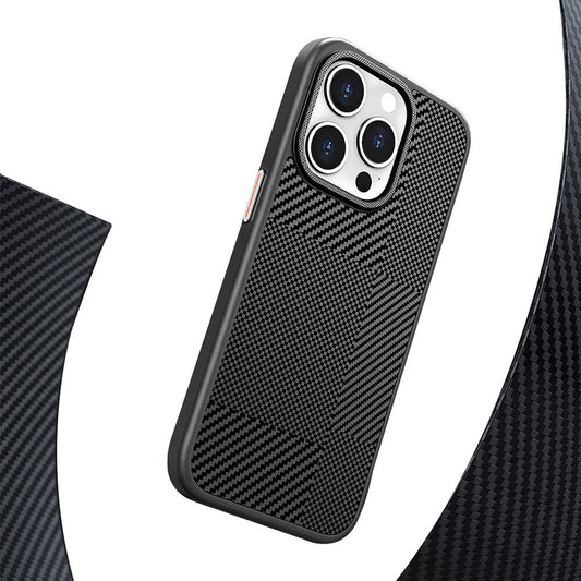 iPhone 16 Pro Kılıf M-safe Şarj Özellikli Karbon Fiber Desenli Mutural Montage Kapak