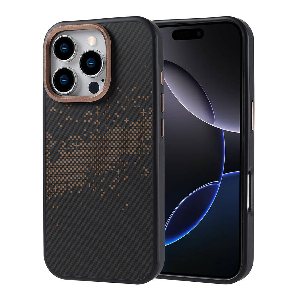 Apple iPhone 16 Pro Kılıf M-safe Şarj Özellikli Karbon Fiber Tasarımlı Zore Vave Kapak