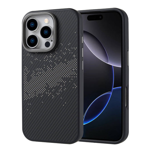 Apple iPhone 16 Pro Kılıf M-safe Şarj Özellikli Karbon Fiber Tasarımlı Zore Vave Kapak