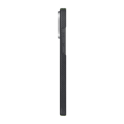 iPhone 16 Pro Kılıf M-safe Şarj Özellikli Lumintex Teknolojili Fosforlu Aramid Fiber Pitaka Tactile Woven Aries Serisi Credit Card Kapak