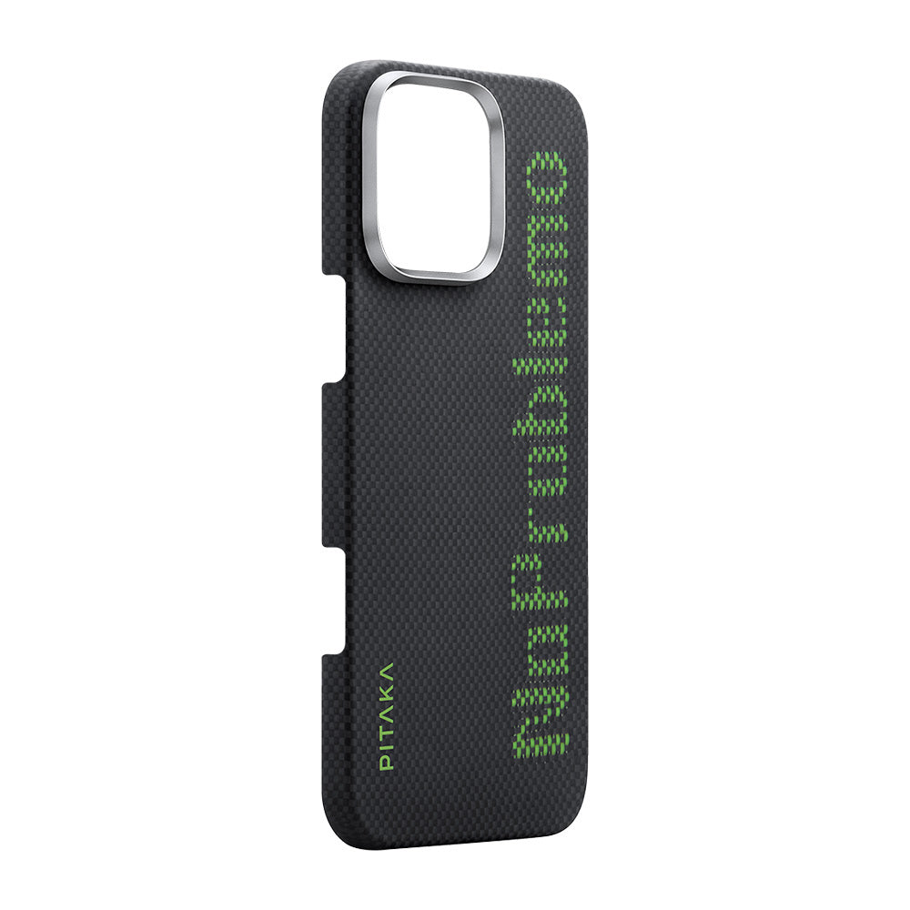 iPhone 16 Pro Kılıf M-safe Şarj Özellikli Lumintex Teknolojili Fosforlu Aramid Fiber Pitaka Tactile Woven Aries Serisi NoProblemo Kapak