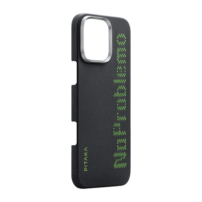 iPhone 16 Pro Kılıf M-safe Şarj Özellikli Lumintex Teknolojili Fosforlu Aramid Fiber Pitaka Tactile Woven Aries Serisi NoProblemo Kapak
