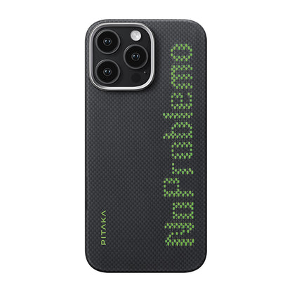 iPhone 16 Pro Kılıf M-safe Şarj Özellikli Lumintex Teknolojili Fosforlu Aramid Fiber Pitaka Tactile Woven Aries Serisi NoProblemo Kapak