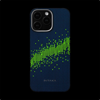 iPhone 16 Pro Kılıf M-safe Şarj Özellikli Lumintex Teknolojili Fosforlu Özellikli Aramid Fiber Pitaka Tactile Woven Starpeak Serisi Milky Way Galaxy Kapak