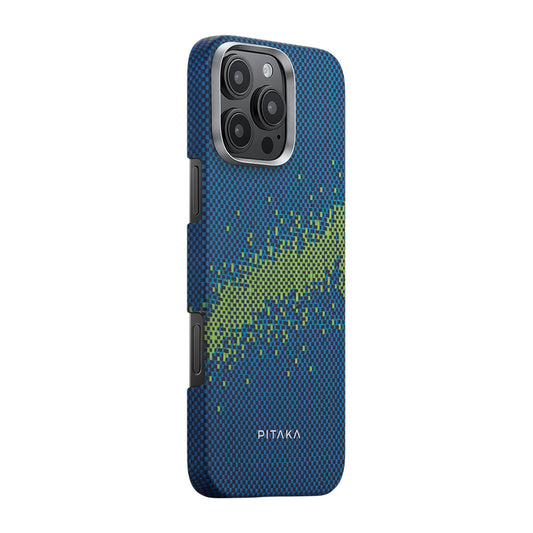 iPhone 16 Pro Kılıf M-safe Şarj Özellikli Lumintex Teknolojili Fosforlu Özellikli Aramid Fiber Pitaka Tactile Woven Starpeak Serisi Milky Way Galaxy Kapak