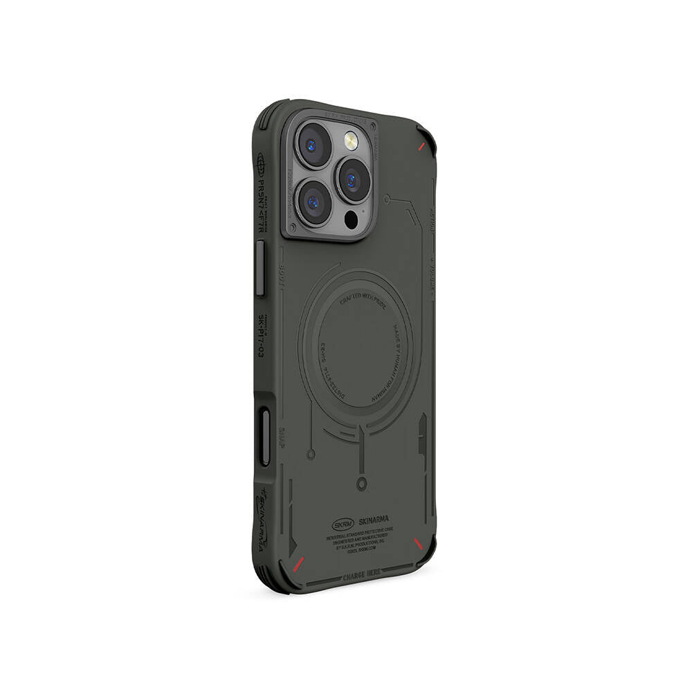 iPhone 16 Pro Kılıf M-safe Şarj Özellikli Metal Kamera Çerçeveli Skinarma Mecha Serisi Kapak