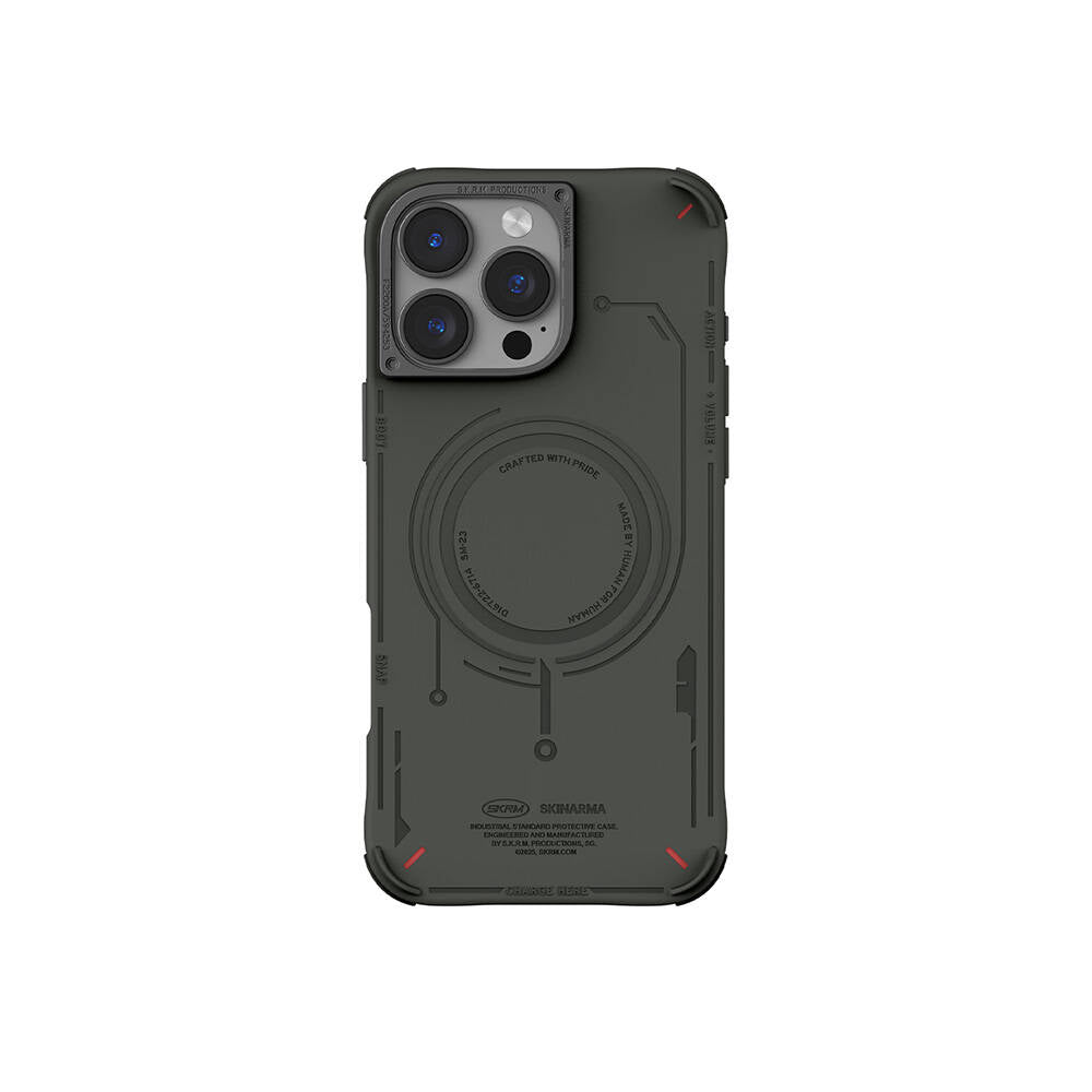 iPhone 16 Pro Kılıf M-safe Şarj Özellikli Metal Kamera Çerçeveli Skinarma Mecha Serisi Kapak