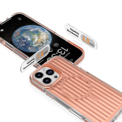 iPhone 16 Pro Kılıf M-safe Şarj Özellikli Oyuklu Tasarım Mutural Bumpy Clear Kapak