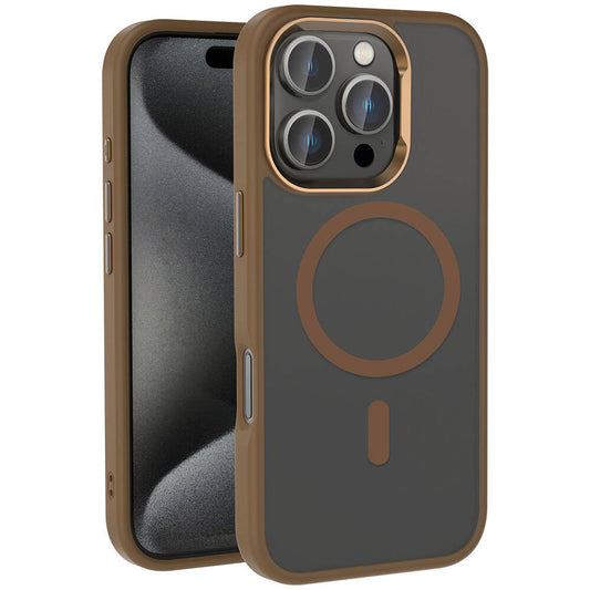 Apple iPhone 16 Pro Kılıf M-safe Şarj Özellikli Parlak Kamera Çerçeveli Zore Kost Kapak