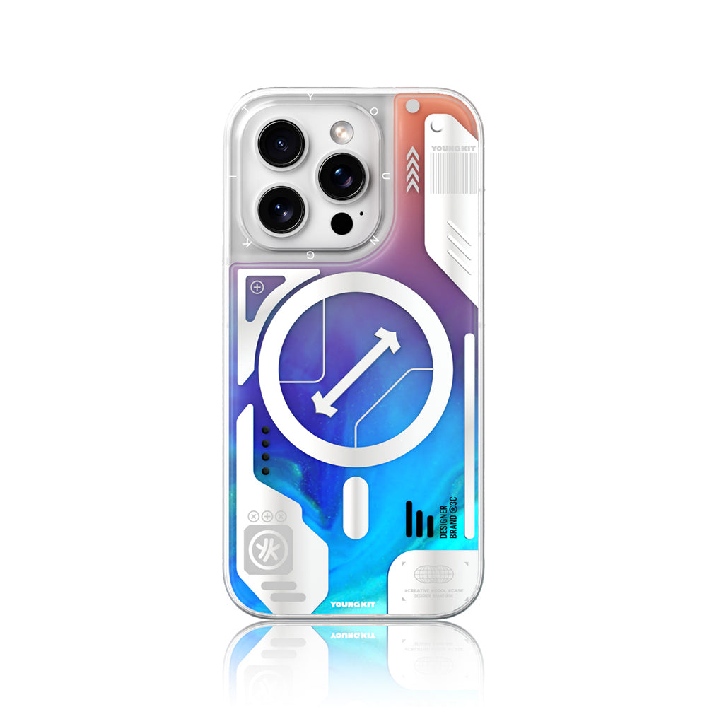 iPhone 16 Pro Kılıf M-safe Şarj Özellikli Parlak Kumlu Sıvılı Tasarımlı Galaxy Fantasy Serisi Kapak