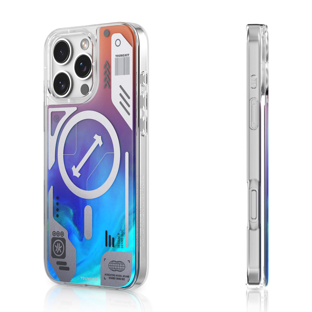 iPhone 16 Pro Kılıf M-safe Şarj Özellikli Parlak Kumlu Sıvılı Tasarımlı Galaxy Fantasy Serisi Kapak