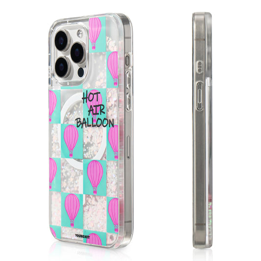 iPhone 16 Pro Kılıf M-safe Şarj Özellikli Parlak Kumlu Sıvılı Youngkit Pink Dream Quicksand Serisi Kapak