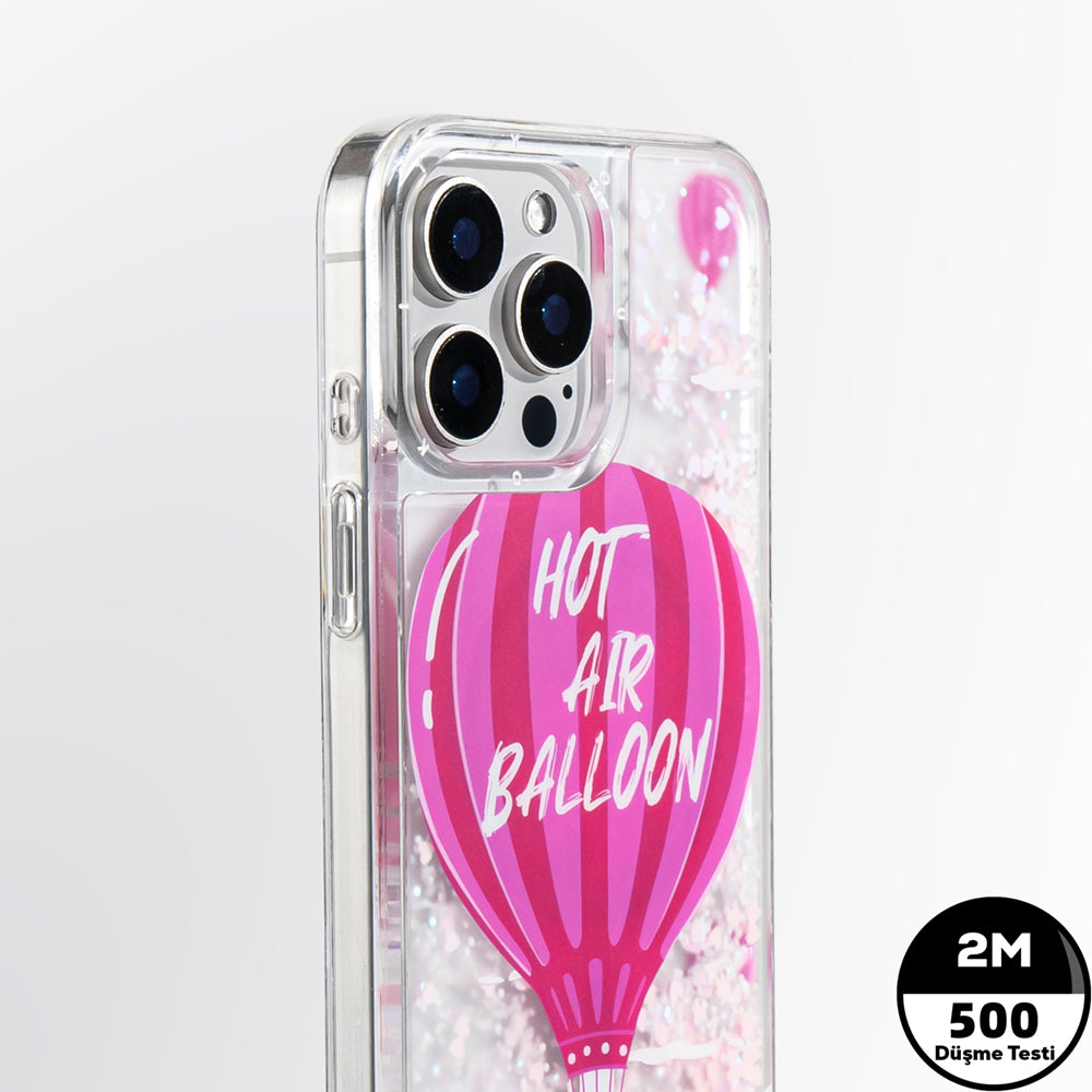 iPhone 16 Pro Kılıf M-safe Şarj Özellikli Parlak Kumlu Sıvılı Youngkit Pink Dream Quicksand Serisi Kapak