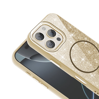 Apple iPhone 16 Pro Kılıf M-safe Şarj Özellikli Parlayan Simli Zore Okso Kapak