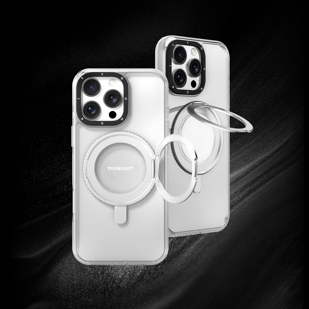 iPhone 16 Pro Kılıf M-safe Şarj Özellikli Parmak Ring Standlı Youngkit Pivot Serisi Kapak