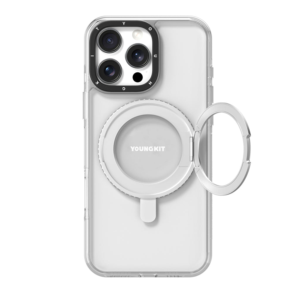 iPhone 16 Pro Kılıf M-safe Şarj Özellikli Parmak Ring Standlı Youngkit Pivot Serisi Kapak