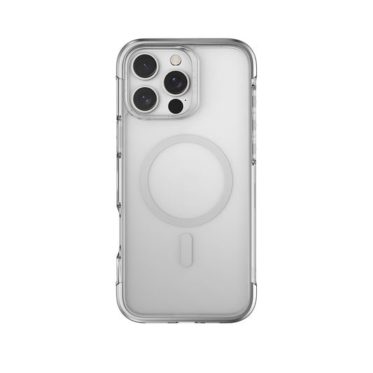iPhone 16 Pro Kılıf M-safe Şarj Özellikli Raptic Air Serisi Airbag Tasarımlı Metal Köşelikli Şeffaf Kapak
