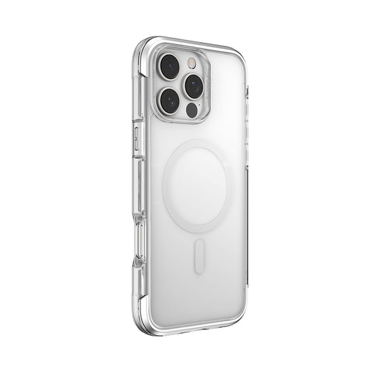 iPhone 16 Pro Kılıf M-safe Şarj Özellikli Raptic Air Serisi Airbag Tasarımlı Metal Köşelikli Şeffaf Kapak