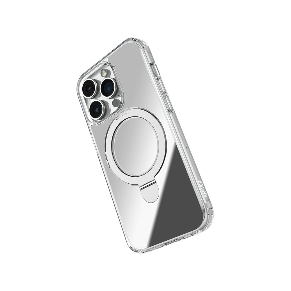 iPhone 16 Pro Kılıf M-safe Şarj Özellikli Raptic Air Stand Serisi Aynalı Arka Yüzey Standlı Kapak