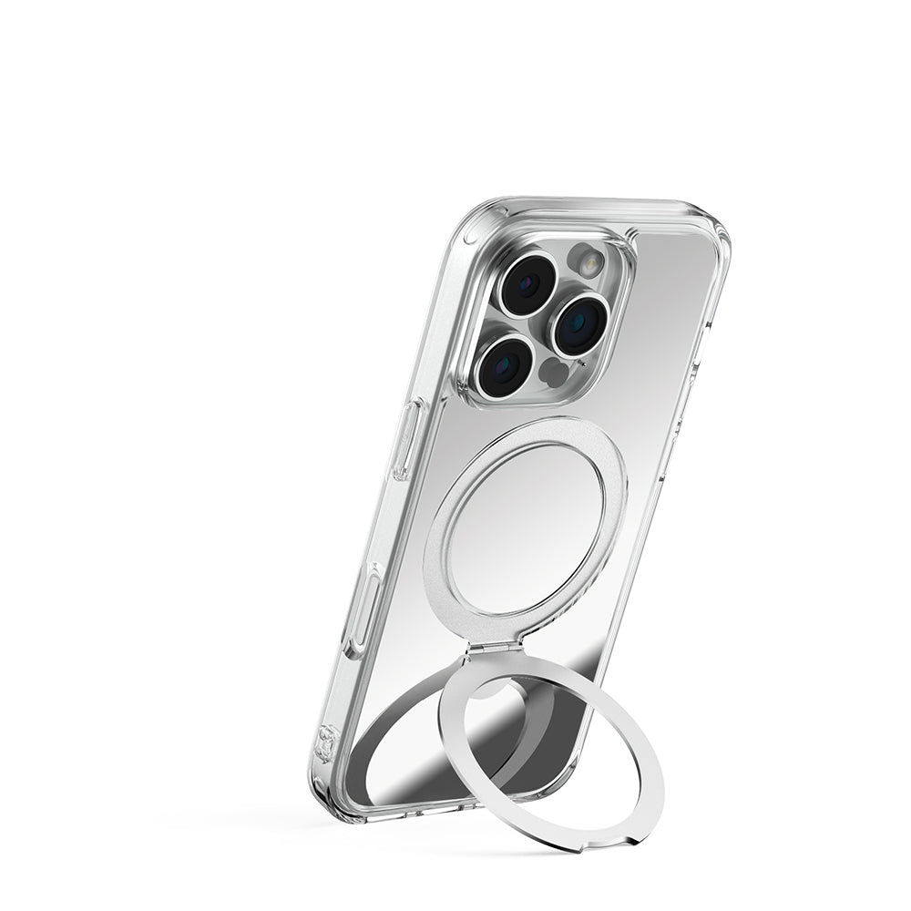 iPhone 16 Pro Kılıf M-safe Şarj Özellikli Raptic Air Stand Serisi Aynalı Arka Yüzey Standlı Kapak