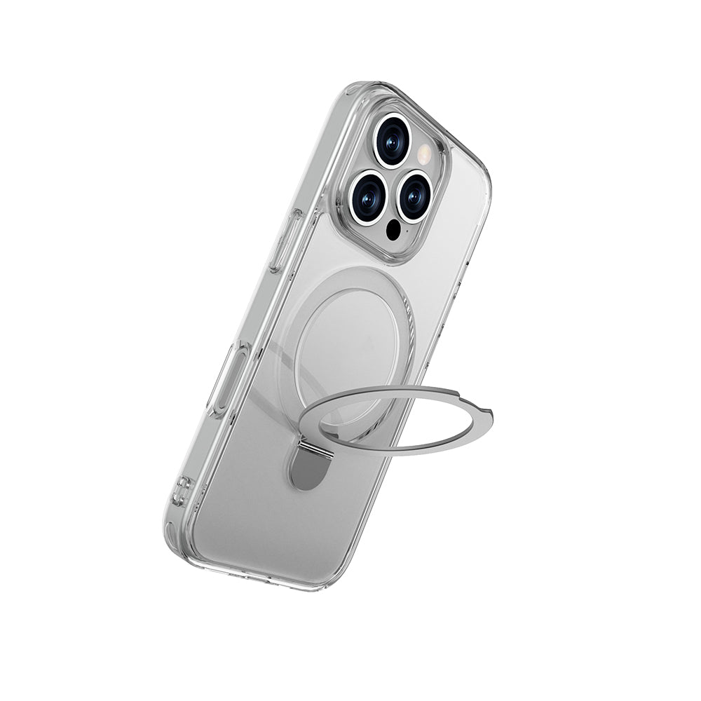 iPhone 16 Pro Kılıf M-safe Şarj Özellikli Raptic Air Stand Serisi Buzlu Transparan Tasarımlı Standlı Kapak
