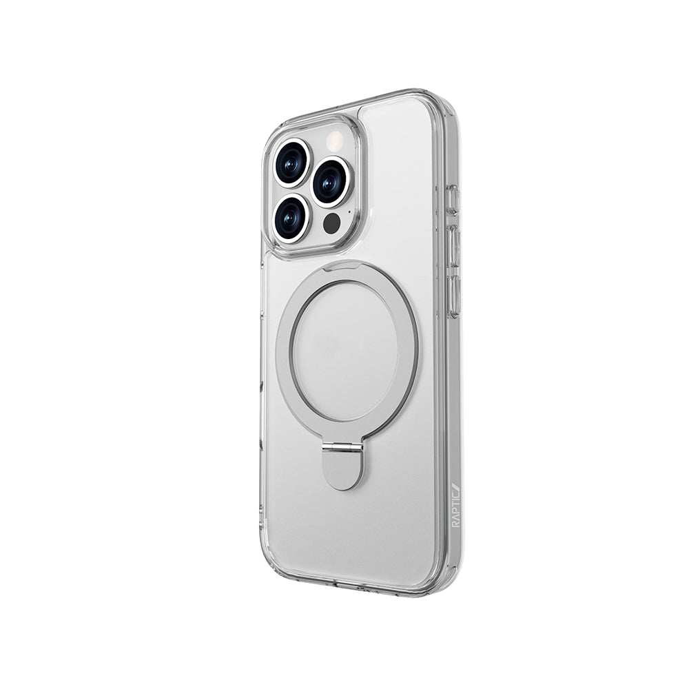 iPhone 16 Pro Kılıf M-safe Şarj Özellikli Raptic Air Stand Serisi Buzlu Transparan Tasarımlı Standlı Kapak